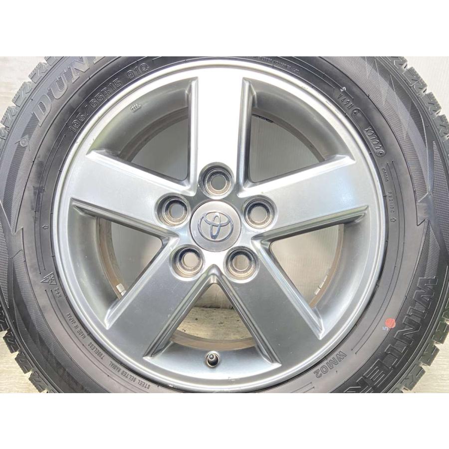 【DUNLOP WM02 195/65R15】スタッドレス【TOYOTA 純正ホイール 15インチ 4本 6J5HPCD114.3】21年製 バリ溝 ハブ径60mm　(KTK017) クレジットカード QRコード決済可能 WINTER MAXX 195/65R15 91Q ダンロップ 02 WM02 スタッドレスタイヤ