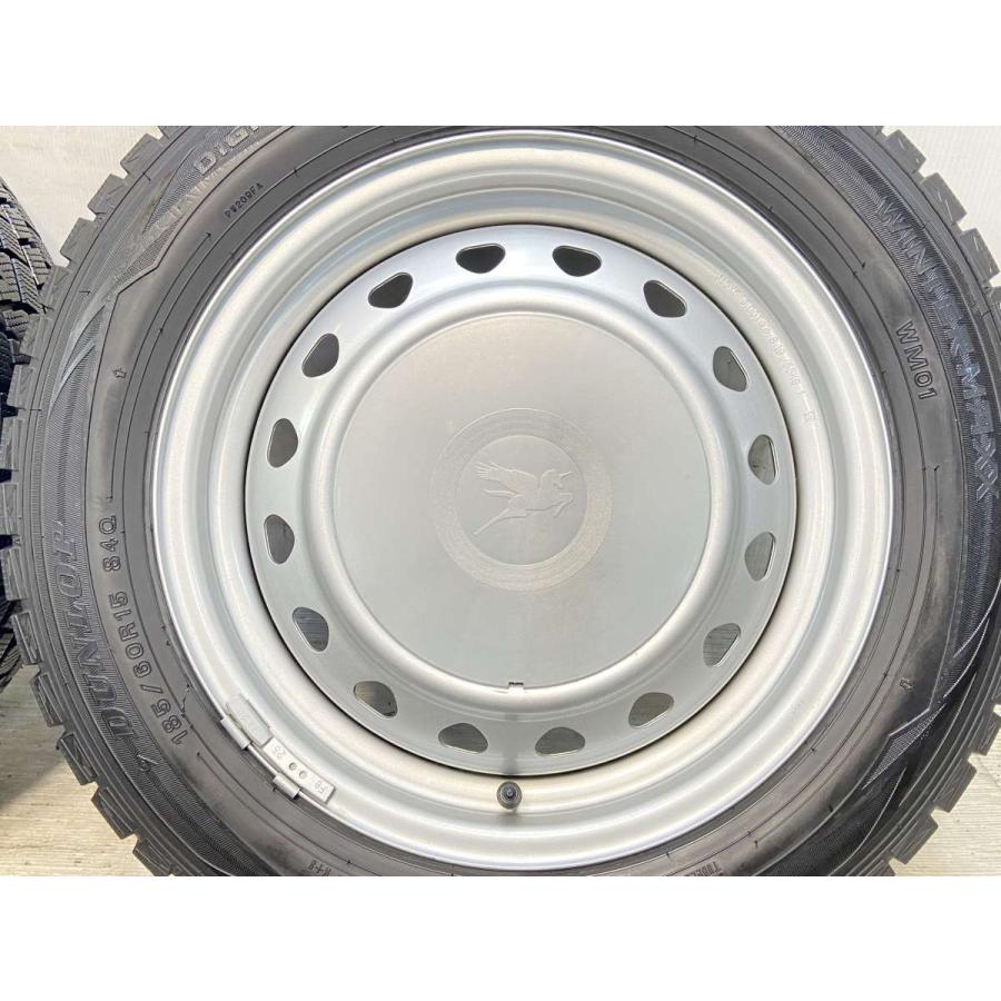 中古タイヤ スタッドレスタイヤ ホイールセット 4本セット 185/60R15  キャロウィン R6 15x5.5 100/114.3-4穴 DUNLOP  WM01 | DUNLOP | 06