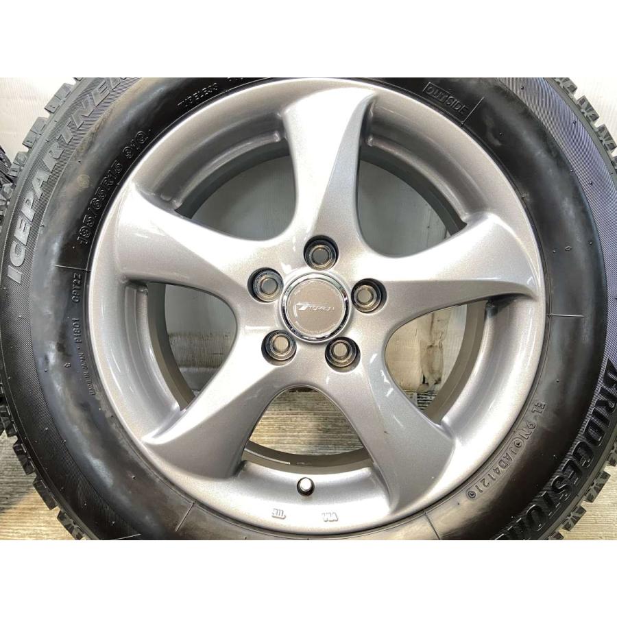 77【中古】TOPRUNアルミ＆DLタイヤ4本セット◆195/65R15◆ BRIDGESTONE 中古タイヤ スタッドレスタイヤ ホイールセット 4本