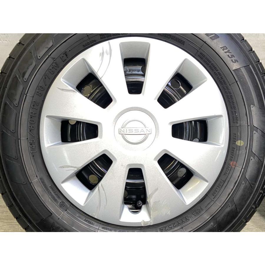 中古タイヤ サマータイヤ ホイールセット 4本セット 145/80R12 80/78LT 日産純正  12x4.0  100-4穴 ヨコハマ ブルーアースVAN RY55_4