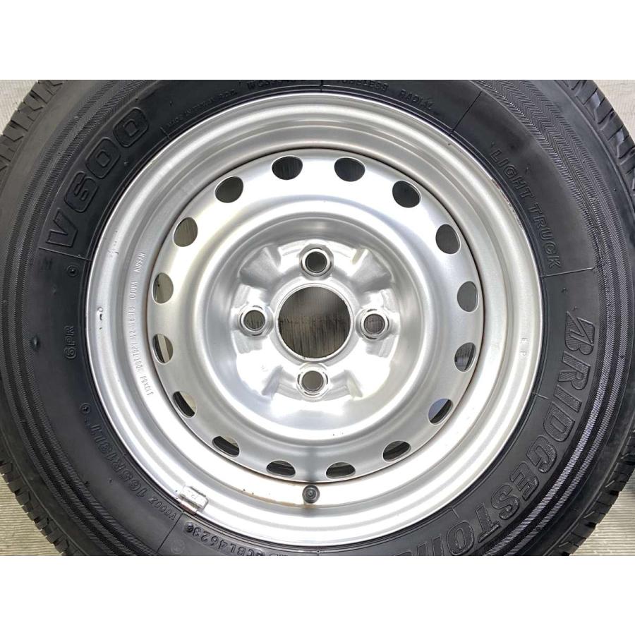 中古タイヤ サマータイヤ ホイールセット 4本セット 165R13 6PR 日産純正  13x5.0  100-4穴 ブリヂストン V600の画像