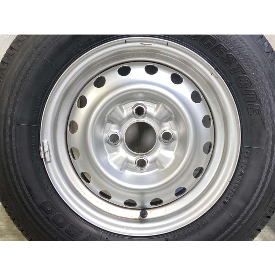 中古タイヤ サマータイヤ ホイールセット 4本セット 165R13 6PR 日産純正  13x5.0  100-4穴 ブリヂストン V600の画像