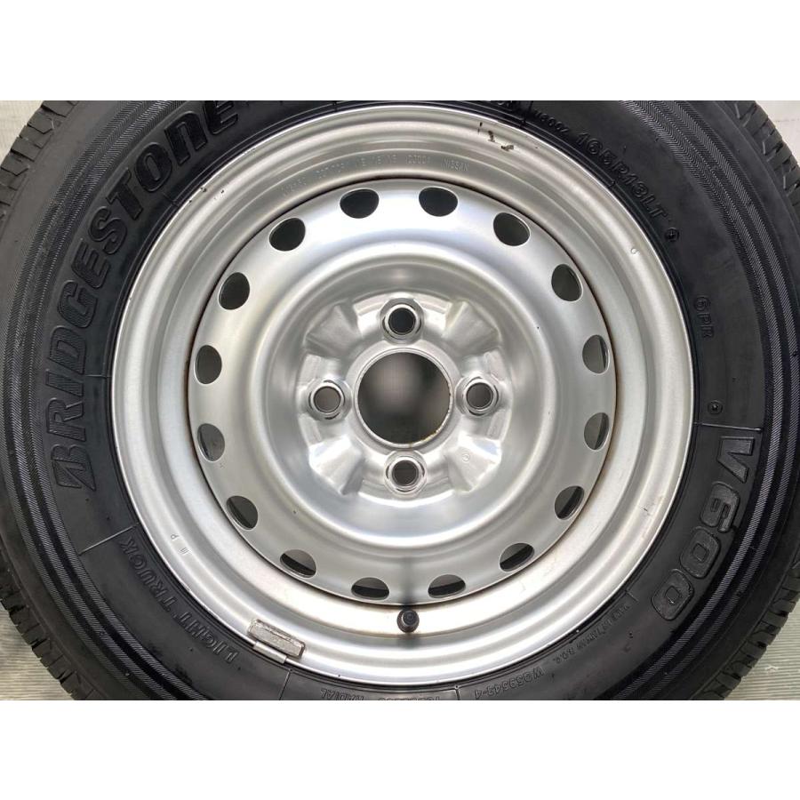中古タイヤ サマータイヤ ホイールセット 4本セット 165R13 6PR 日産純正  13x5.0  100-4穴 ブリヂストン V600の画像