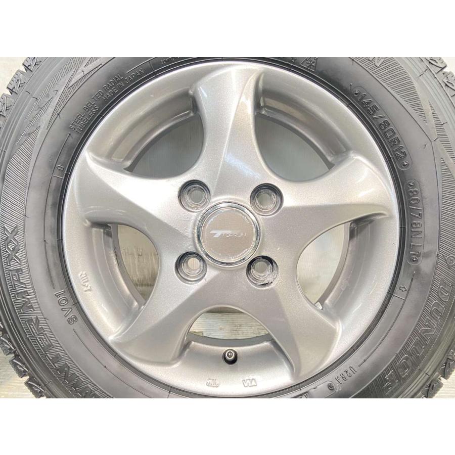 中古タイヤ スタッドレスタイヤ ホイールセット 4本セット 145/80R12 80/78 LT 　 TOPRUN 12x4.0 42 100-4穴 ダンロップ ウィンターマックス SV01｜aingshop｜05