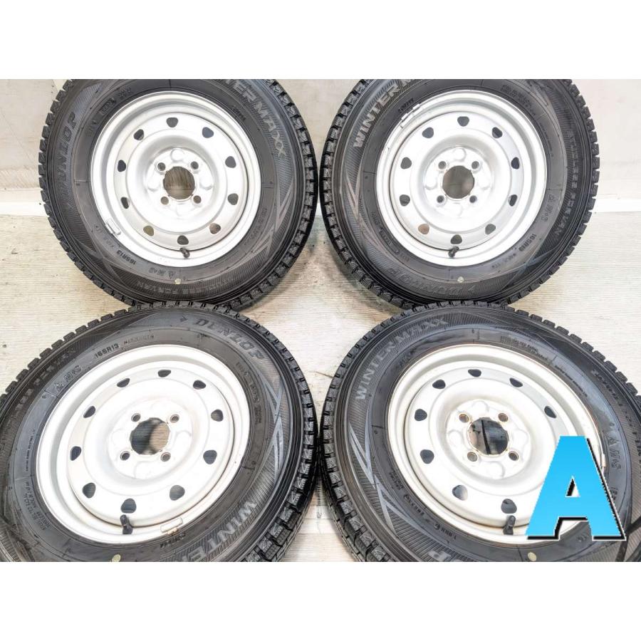 4 DUNLOP 165/R13 LT 6PR 9分目 スタッドレス DUNLOP（ダンロップ） 中古タイヤ スタッドレスタイヤ ホイールセット