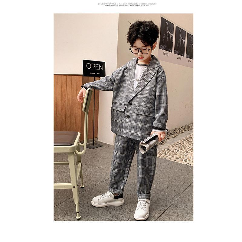 入園式 卒園式 入学式 卒業式 男の子 チェック柄 子供スーツ 2点セット