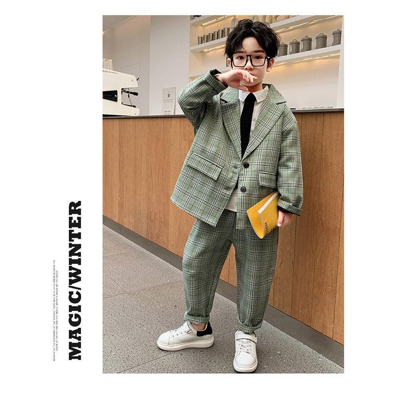 入園式 卒園式 入学式 卒業式 男の子 チェック柄 子供スーツ 2点セット