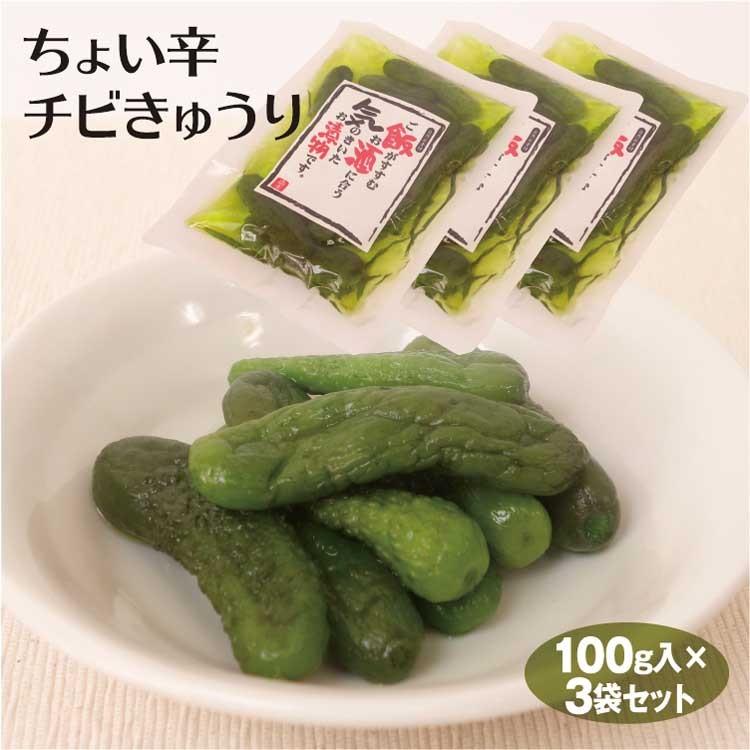 漬物 ちょい辛チビきゅうり 100g×3袋 お漬物 お漬け物 漬け物 少量 小袋 きゅうり キュウリ 胡瓜｜ainokaze