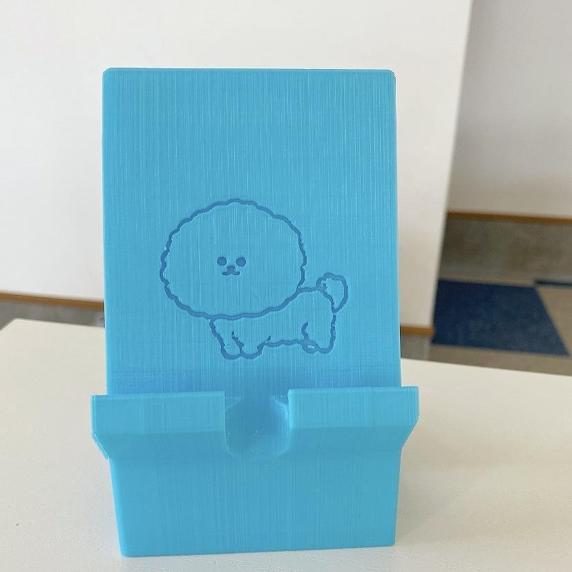 ビションフリーゼ　スマホスタンド　水色 | 