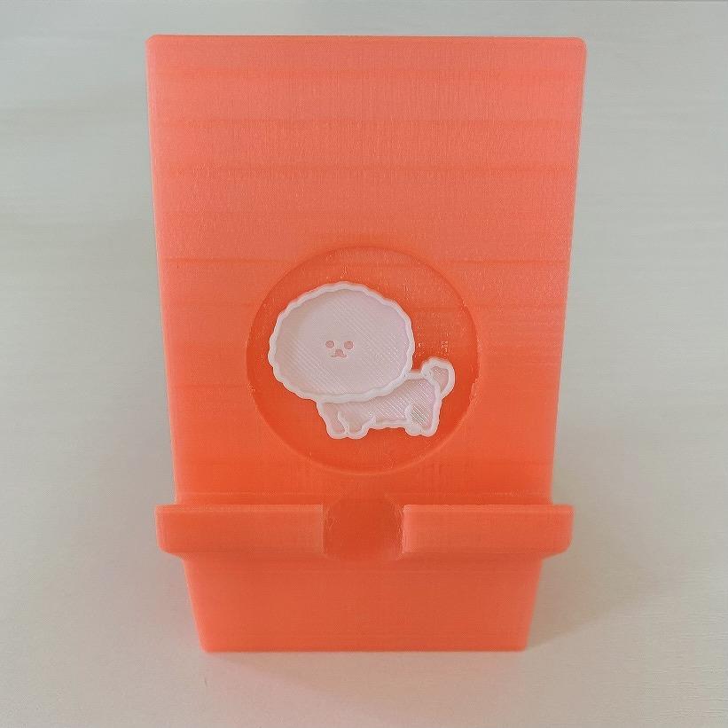 ビションフリーゼ　iPhoneスタンド　スマホスタンド　ピンク | 