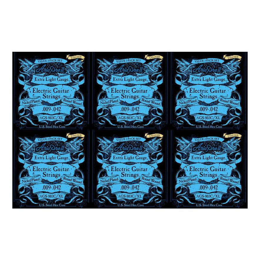 ARIA AGS-803C/XL×6パック エレキ用 コーティング弦 3セットパック×6パック