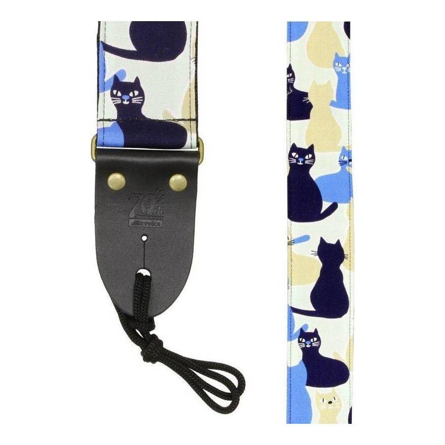 オリジナル商品 Asps 00cat Blue 猫柄 ギター ストラップ メール便発送 代金引換不可 さくら山楽器 通販 Paypayモール