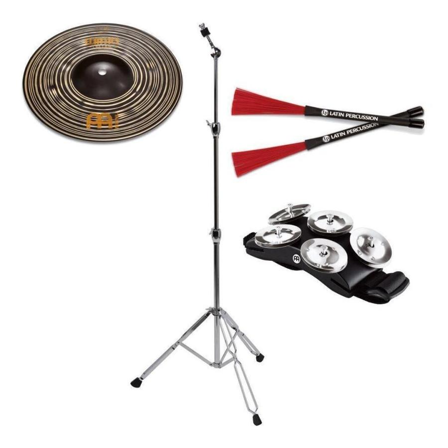 MEINL CC10DAS + CS-01 + LP-CCB + CFT5-BK スプラッシュ + 照明ランプ + カホンブラシ + フットタンバリン 仕掛ける/カホン用