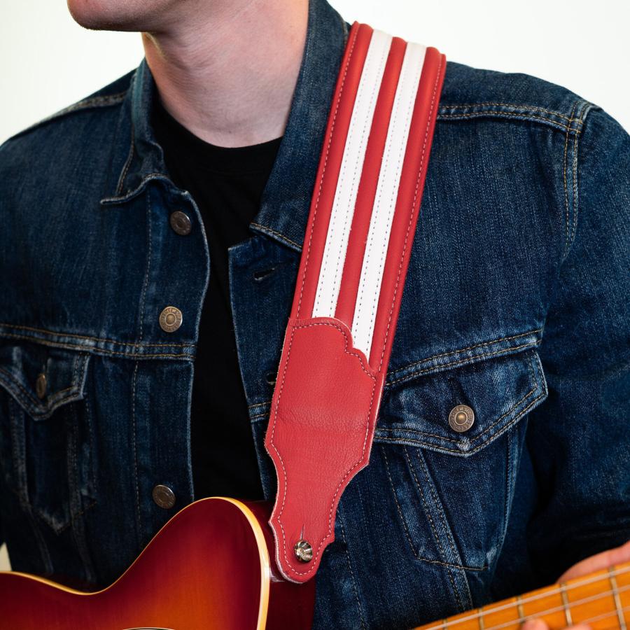 Franklin HR-R-W Candy Apple Red 本革 ギターストラップ レザー