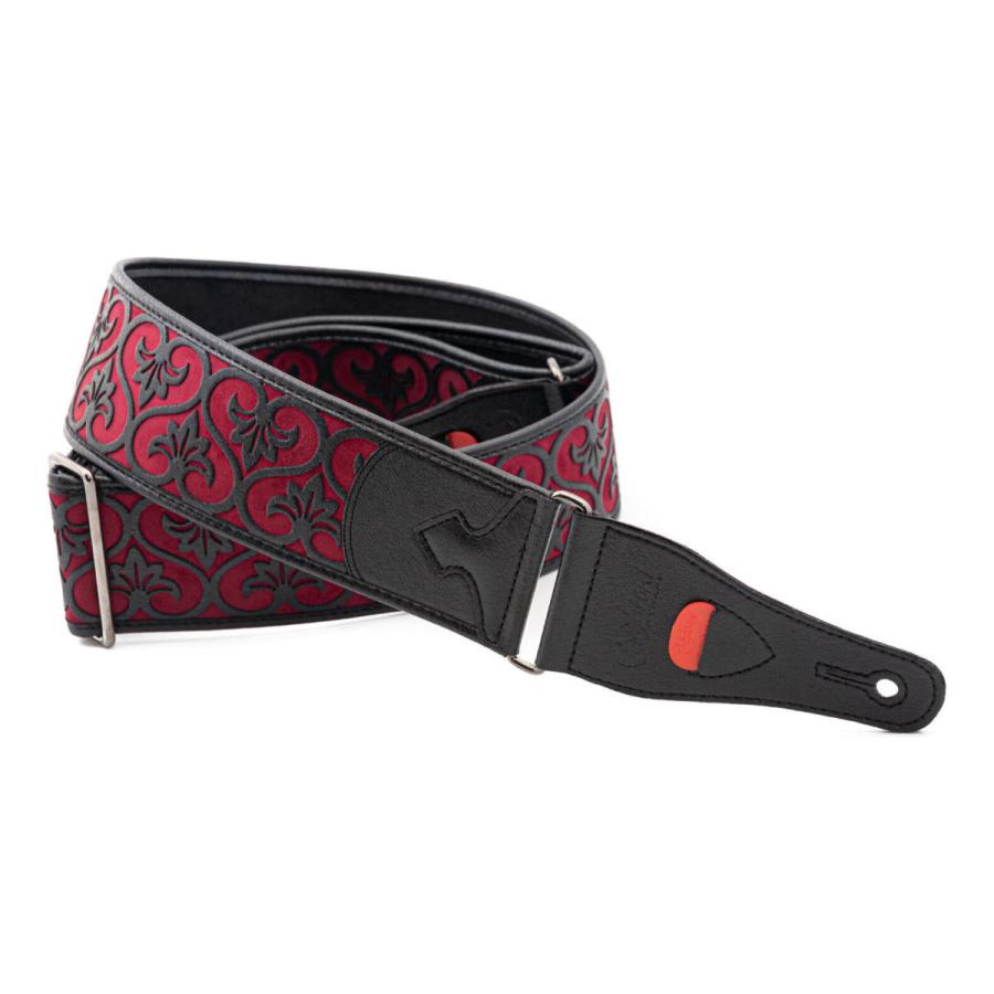 RightOn! STRAPS DELUXE Red ギター、軍事基地用同盟罷工一回り クラシックデザインパターン 楽器、手芸、コレクション-ストラップ-楽器、器材