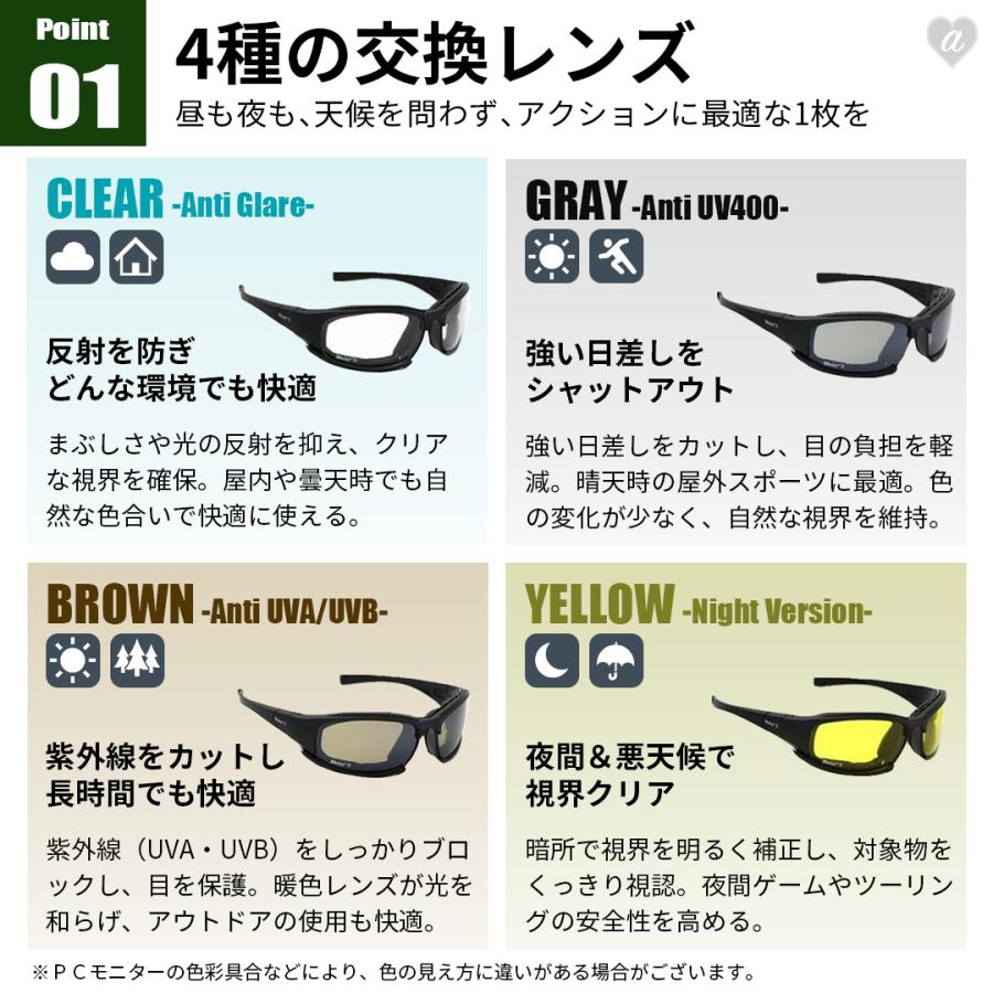 Daisy X7 偏光軍事用サングラス 4枚入りセット バイク用ゴーグル