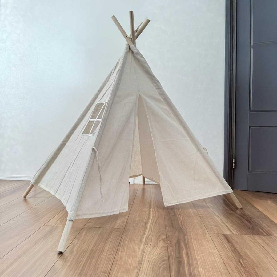 ペット用 ティピーテント 犬 猫 室内ハウス 三角テント ナチュラル