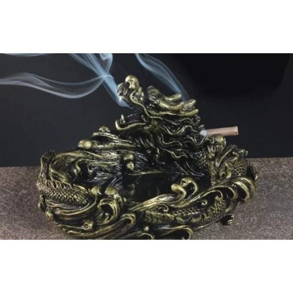 送料無料灰皿 ガラス 高級 ギフト ドラゴン 龍 骨董風 インテリア 置物