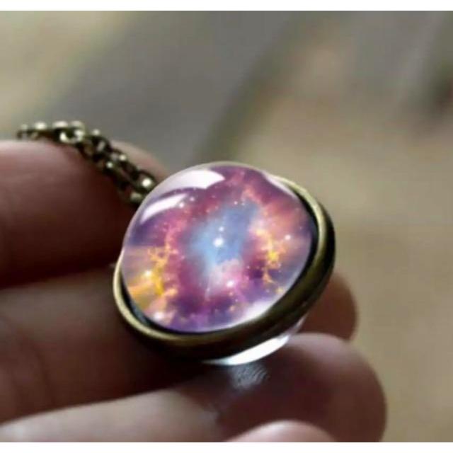 宇宙デザイン ガラス　ネックレス　コスモ　スピリチュアル コスモネックレス ギャラクシー 神秘的な 宇宙 銀河 ガラス ネックレス
