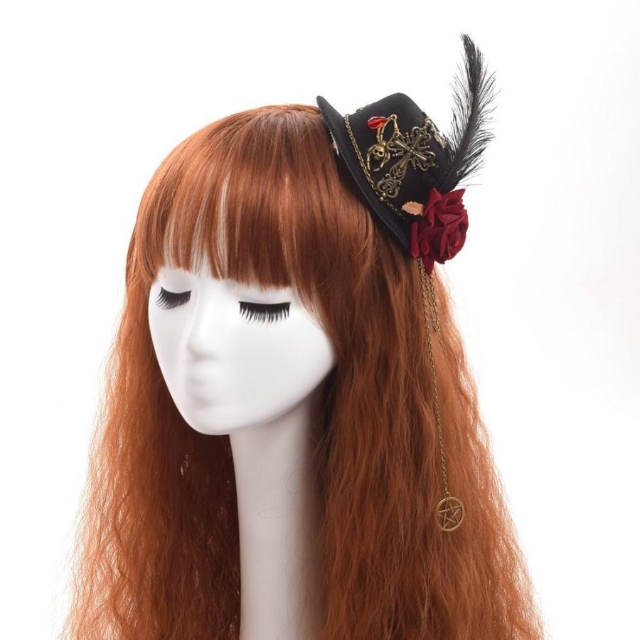 スチームパンク クロス 薔薇 ミニハット レース付き 帽子 ヴィンテージ