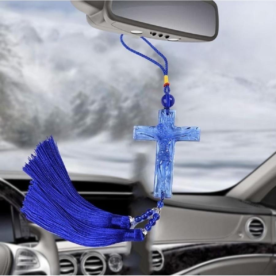 ルームミラー用 ガラス イエスキリスト 十字架 吊り下げ クロス キラキラ カーアクセサリー ガラス プレゼント 内装 飾り 雑貨 お守り 風水 バックミラー 装飾 0317 2 Aio 通販 Yahoo ショッピング
