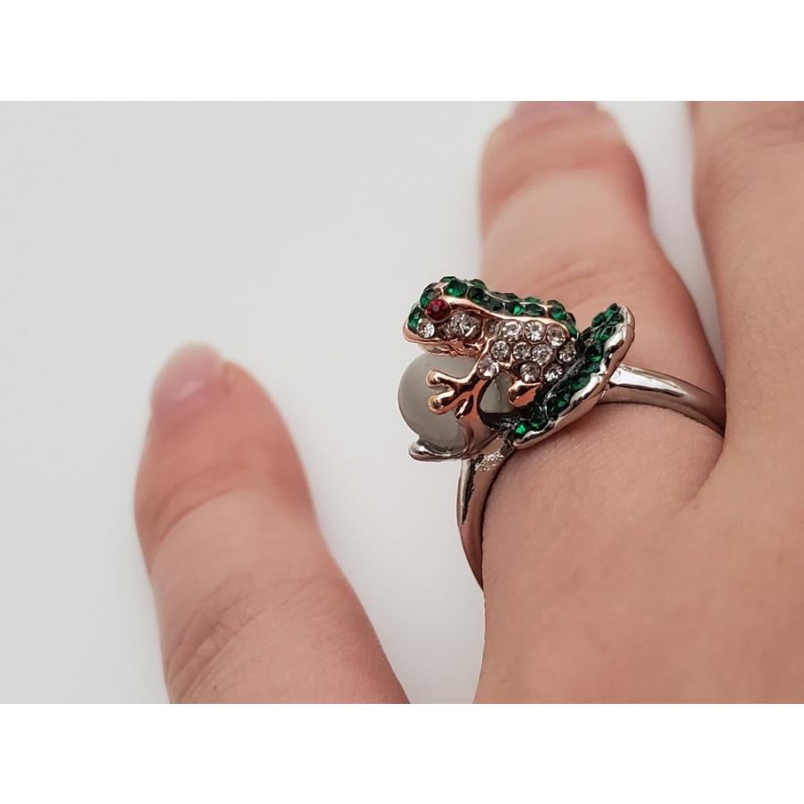 在庫限りラインストーン カエル 蛙 シルバーアクセサリー シルバー