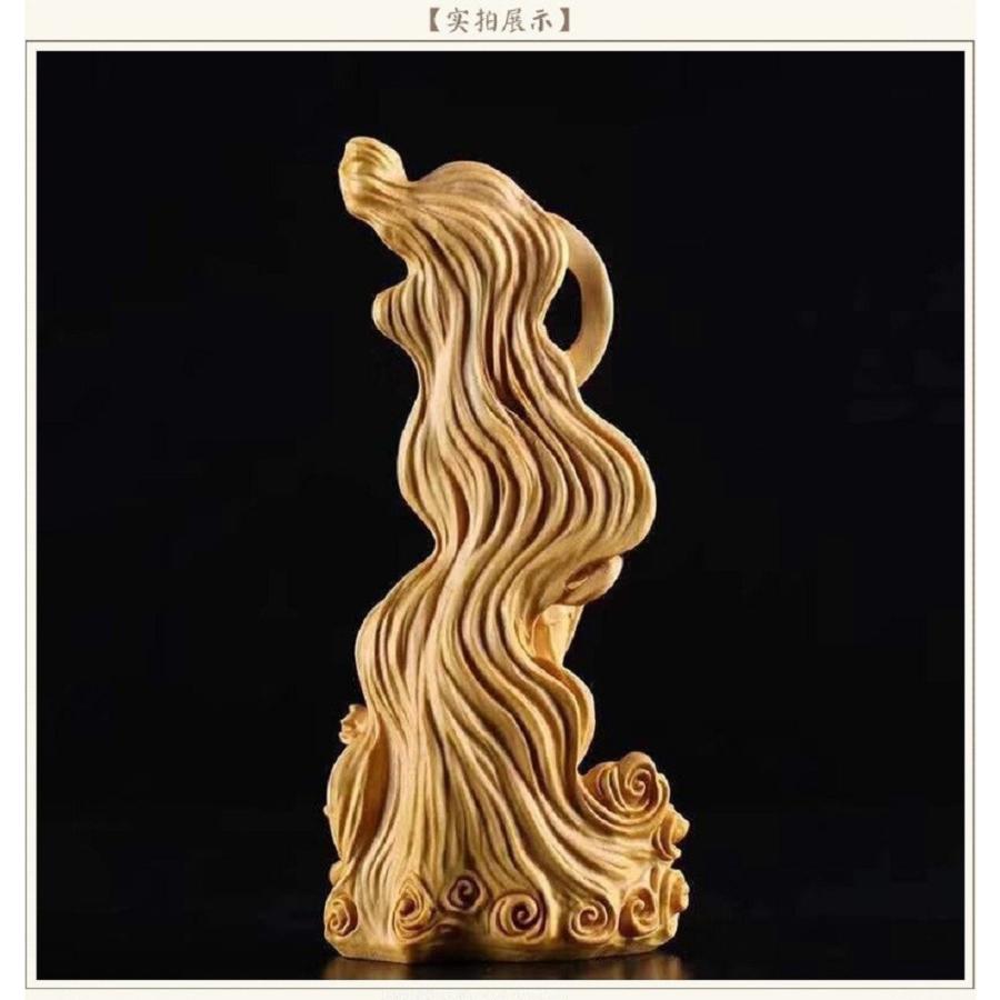 茶碗 後光 透かし背景 数珠 観音像 観音菩薩 立像 木彫り 仏像 置物