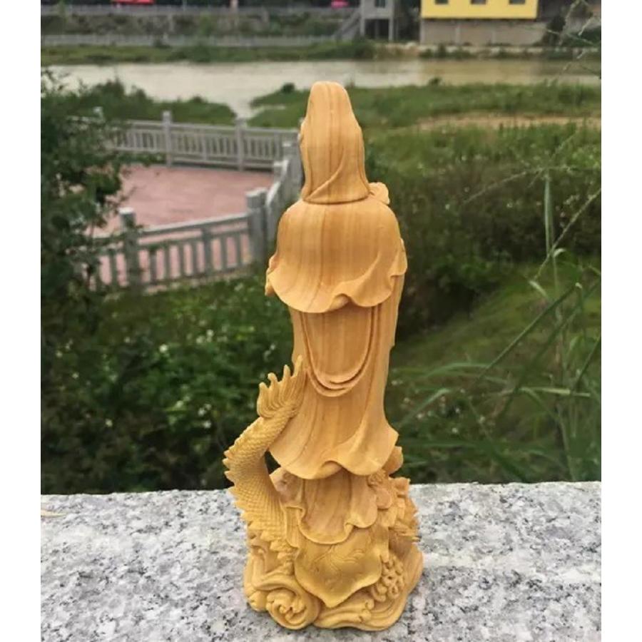 【お値下げ】木彫　観音菩薩　木製　龍　彫刻　仏像　天女　置物　オブジェ 龍 お酒 仏様 観音像 観音菩薩 立像 木彫り 仏像 置物 仏壇仏像 高級