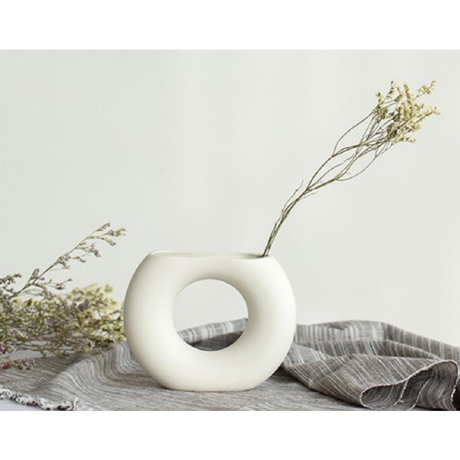 在庫限りドーナツ型 花瓶 白 ホワイト 輪っか フラワーベース Flower