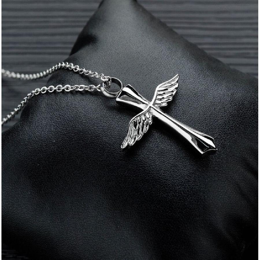 ネックレス 天使の羽根 十字架 クロス 遺骨ネックレス 羽ウイング