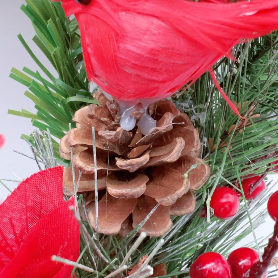 クリスマスリース 35cm×35cm 赤リボン Xmas リース 造花 花輪 クリスマスリース 35cm×35cm 赤リボン Xmas リース 造花 花輪
