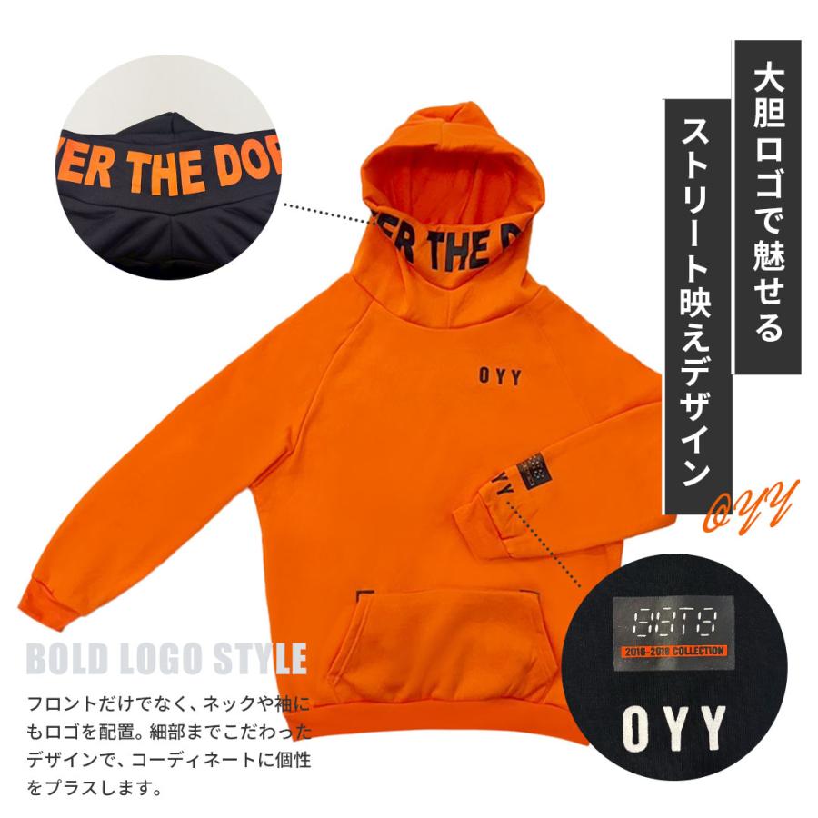 パーカー OYYビッグフードパーカー ブラック オレンジ 3サイズ