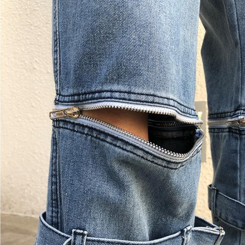 デニム ベルト ジッパー ボトムス Gパン 韓国ファッション ズボン