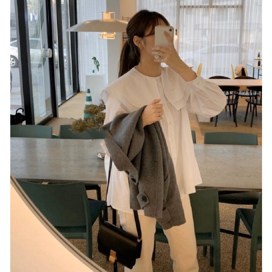 ブラウス 二重襟フリルブラウス 韓国ファッション モード系 大人かわいい フリーサイズ 白無地 シャツ 個性的 モード系 レディース フォーマル 普段着 シンプル 19 2 Aio 通販 Yahoo ショッピング