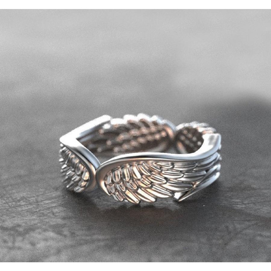 指輪 メンズ フリーサイズ おしゃれ リング 羽 翼 シルバー リング 天使の羽根 羽 エンジェル 鳥 指輪 メンズ バード bird
