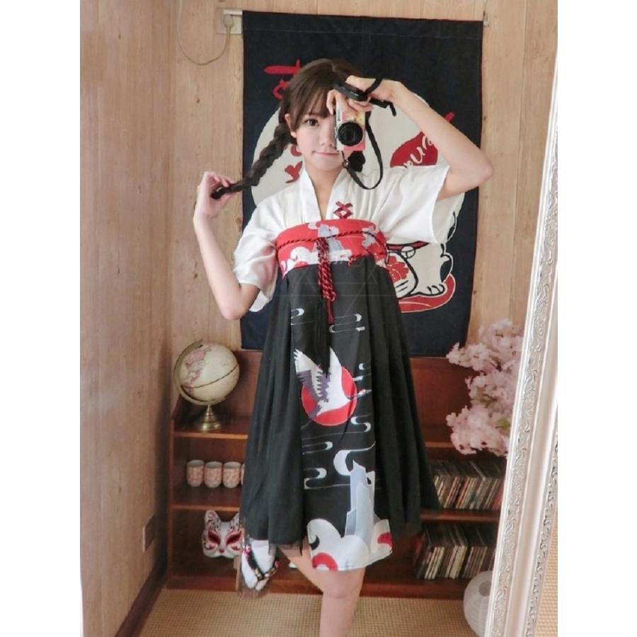 ワンピース 巫女風 鶴柄ワンピース ホワイト 韓国ファッション 羽織 膝丈 コスプレ 上下セット メイド服 コスプレ 和柄 和装 鶴 衣装 舞台 演劇 イベント 14 Aio 通販 Yahoo ショッピング