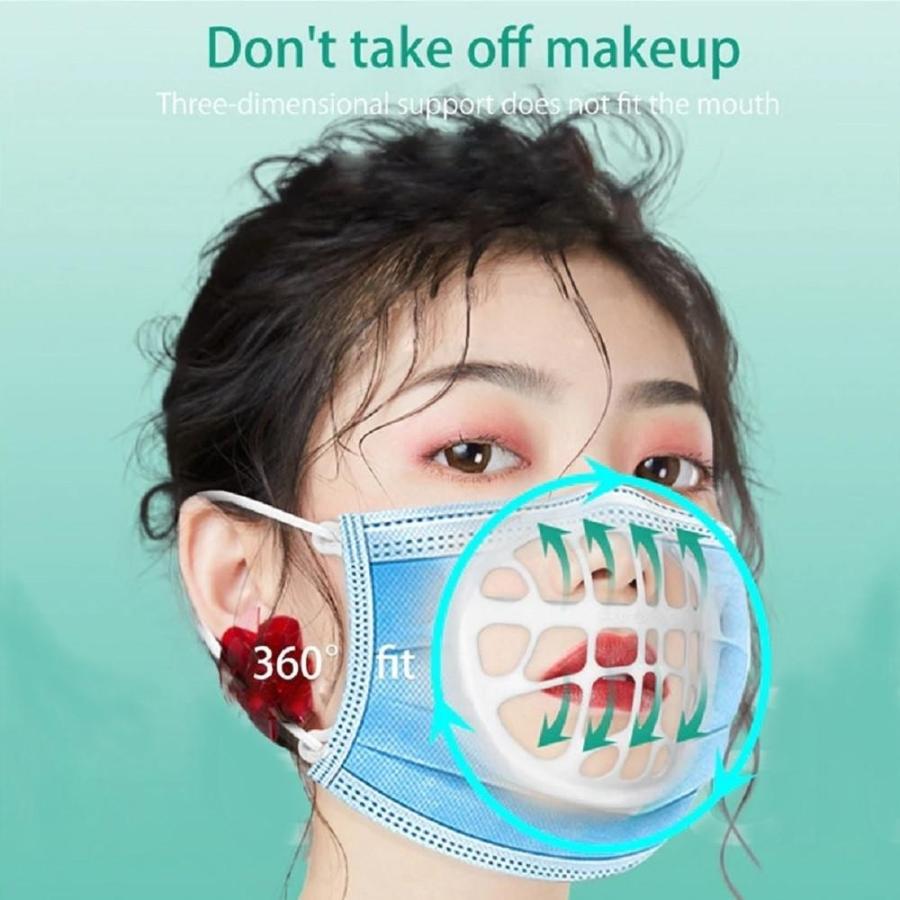 マスク用品 網目 紐固定 マスクフレーム 3個 セット 呼吸が楽々 暑さ対策 マスク 洗える ブラケット フレーム 化粧崩れ マスク インナーフレーム シリコン｜aioshop｜02