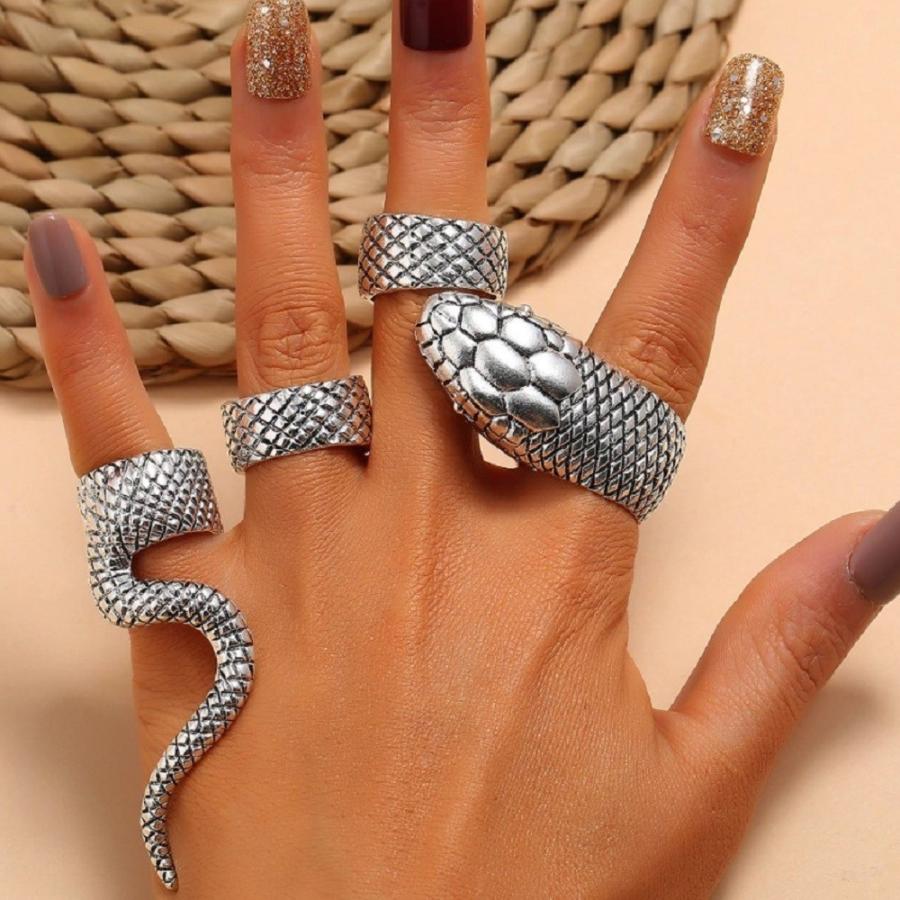 リング ヘビ 蛇 スネーク 4ピースセット 指輪 シルバーアクセサリー ヒップホップ アクセサリー ジュエリー ジュエル メンズ 男女兼用 ギラギラ 誕生日 キラキラ 2105 5 Aio 通販 Yahoo ショッピング