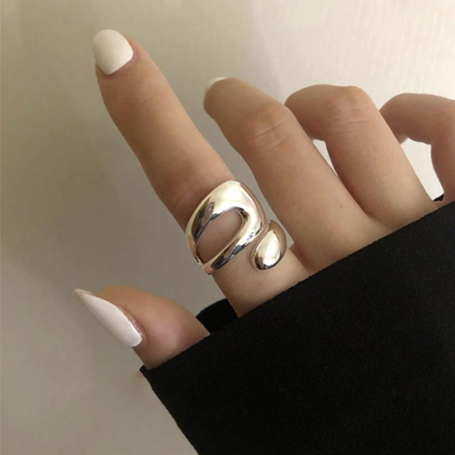リング 不規則 シルバーカラー 指輪 アクセサリー ヒップホップ