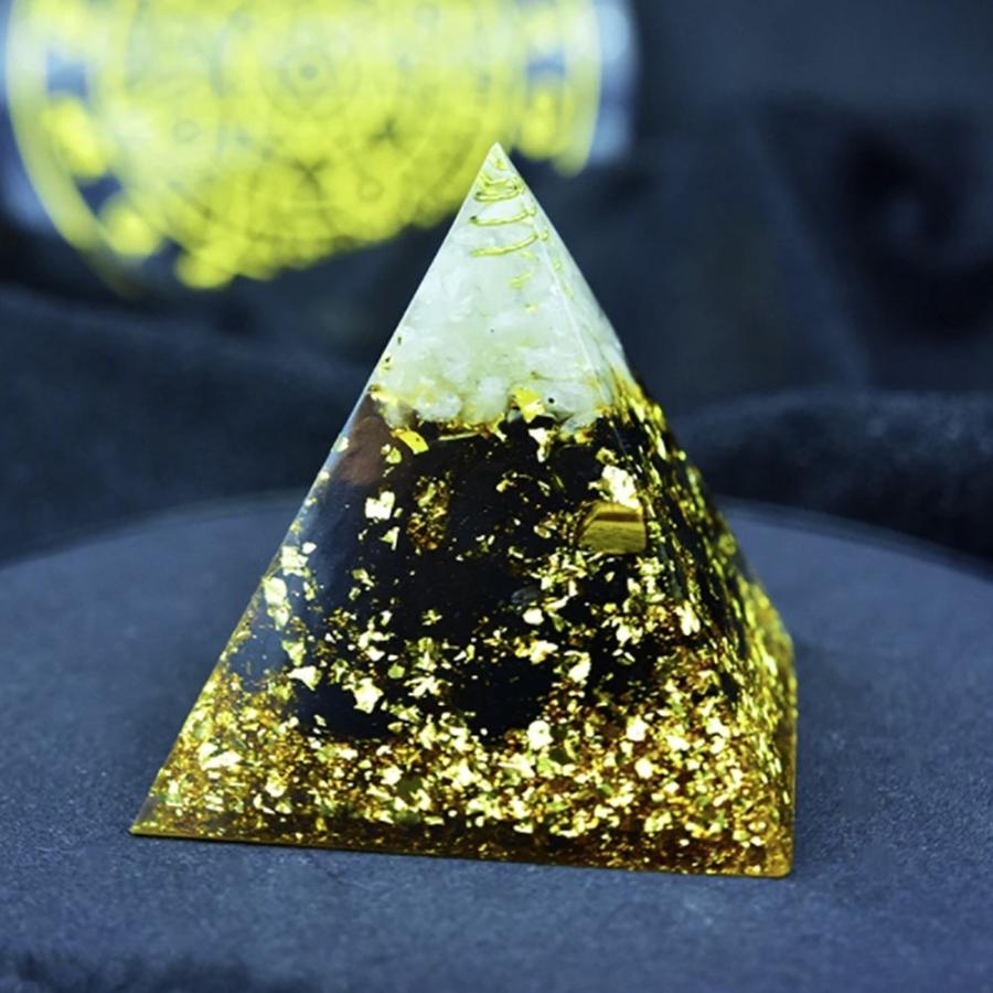 置物 オルゴナイト 六芒星 金箔 ストーン チャクラ 幸運 パワー 石 コイル 有機物 無機物 ピラミッド 三角 三角形 樹脂 パワ−ストーン 浄化 パワースポット｜aioshop｜04