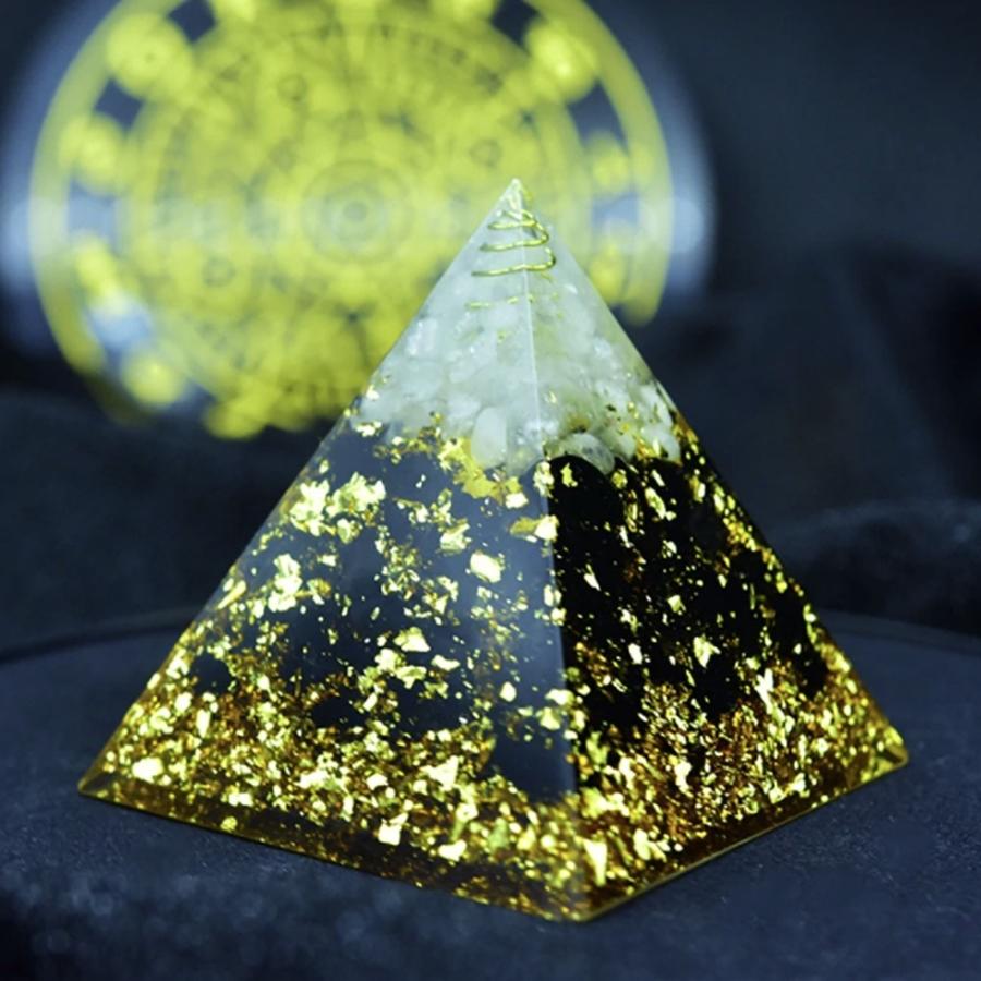 置物 オルゴナイト 六芒星 金箔 ストーン チャクラ 幸運 パワー 石 コイル 有機物 無機物 ピラミッド 三角 三角形 樹脂 パワ−ストーン 浄化 パワースポット｜aioshop｜05