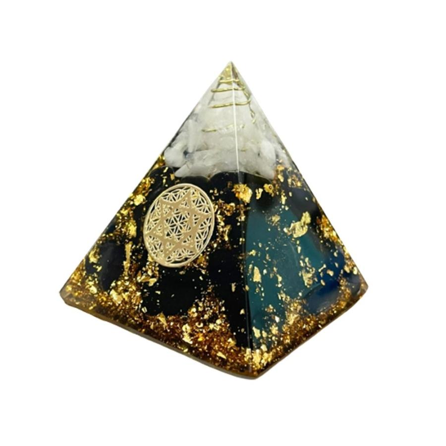 置物 オルゴナイト 六芒星 金箔 ストーン チャクラ 幸運 パワー 石 コイル 有機物 無機物 ピラミッド 三角 三角形 樹脂 パワ−ストーン 浄化 パワースポット｜aioshop｜06