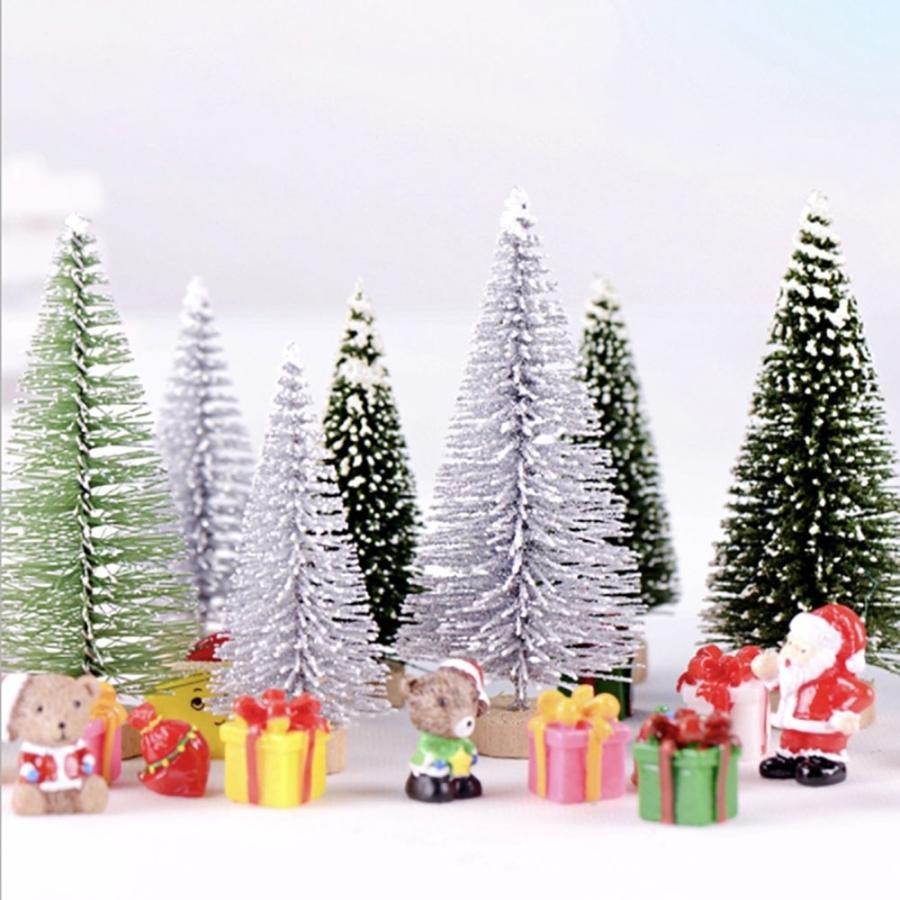 ミニチュアクリスマスツリー　クリスマス雑貨置物 置物 クリスマスツリー 大小6個セット ミニ ミニチュア ツリー