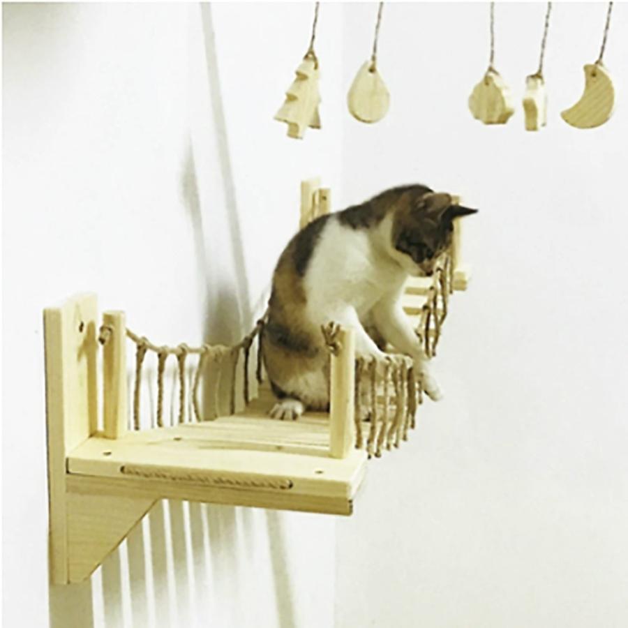 ペット 用 猫 はしご 壁付け 吊り橋 キャットウォーク キャットタワー 