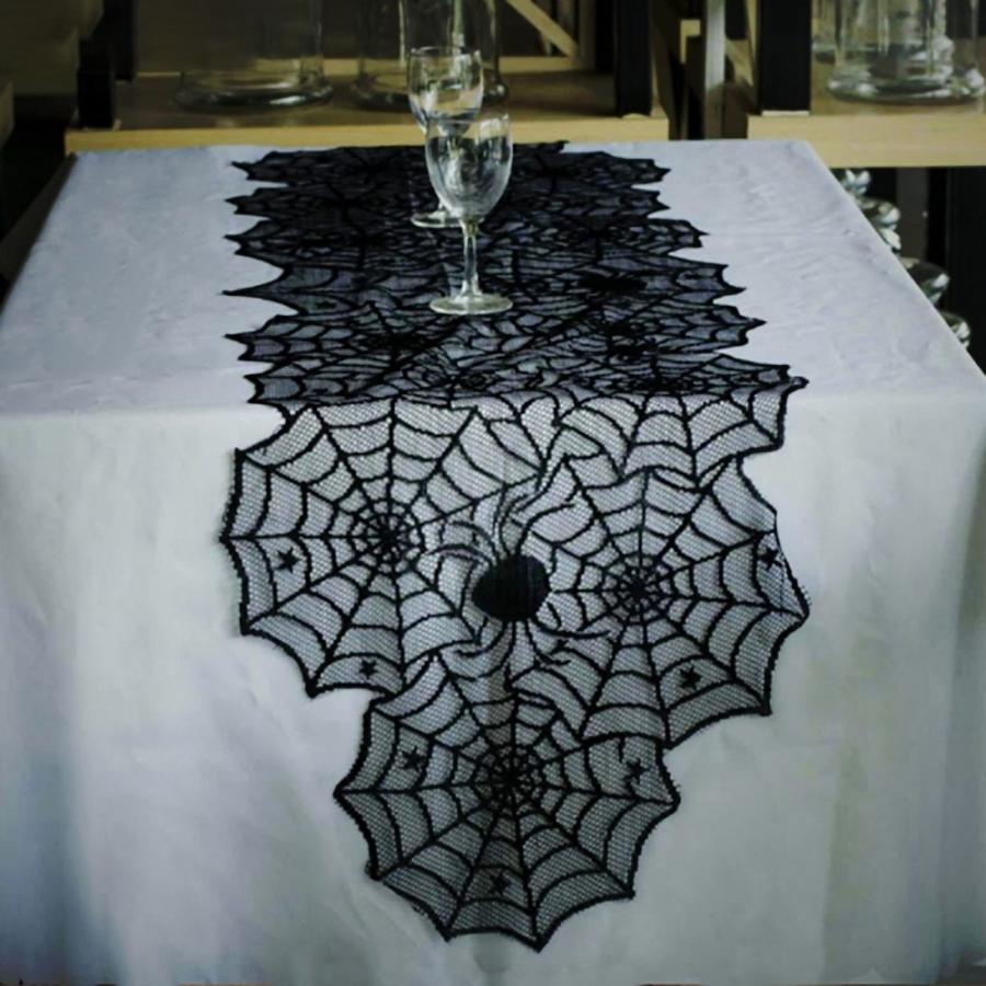 ハロウィン テーブルクロス 蜘蛛の巣 テーブルランナー レース くも クモ スパイダー ブラック 黒 ホラー リアル 誕生日 飾り付け クリスマス 恐怖 かわいい 2 Aio 通販 Yahoo ショッピング