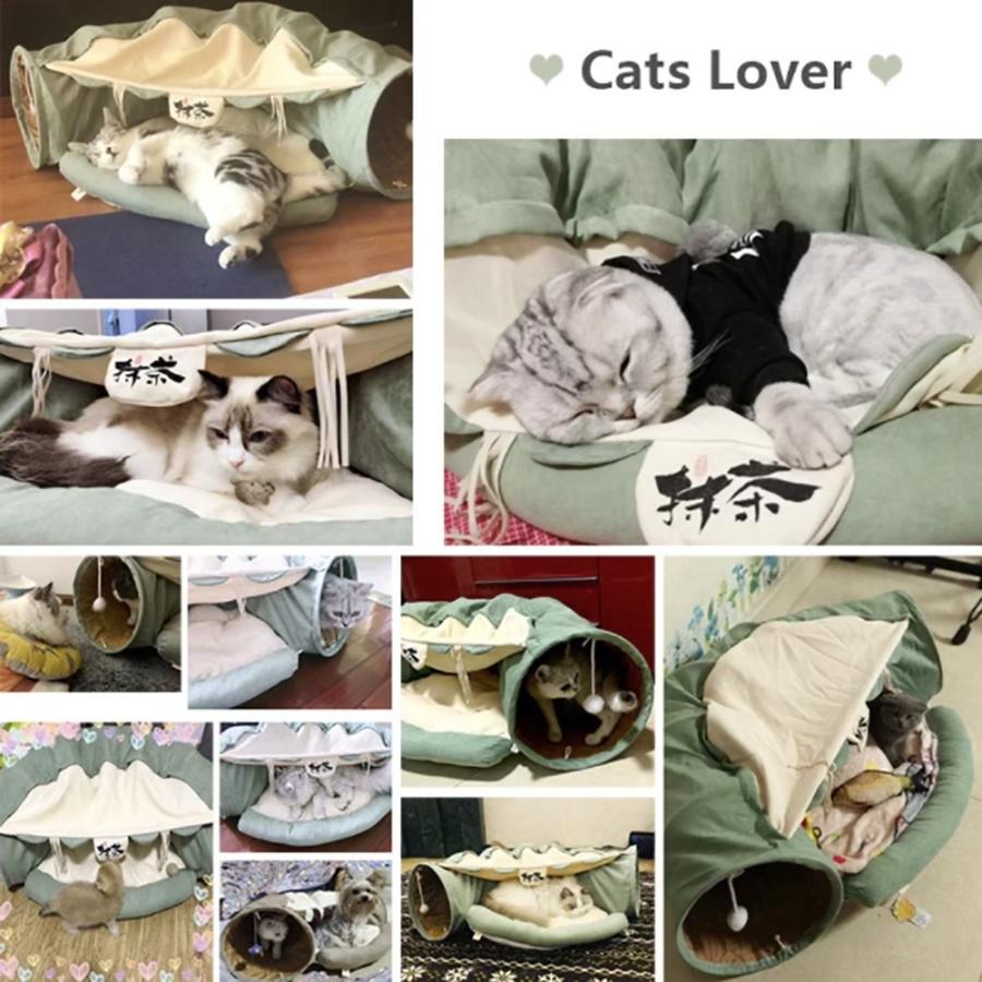 ペット 用 猫 ドーム 抹茶 ベッド トンネル 犬用 猫用  おしゃれ かわいい 可愛いデザイン ふかふか もふもふ 和風 洋風 遊び バースデーギフト 在庫限り｜aioshop｜06