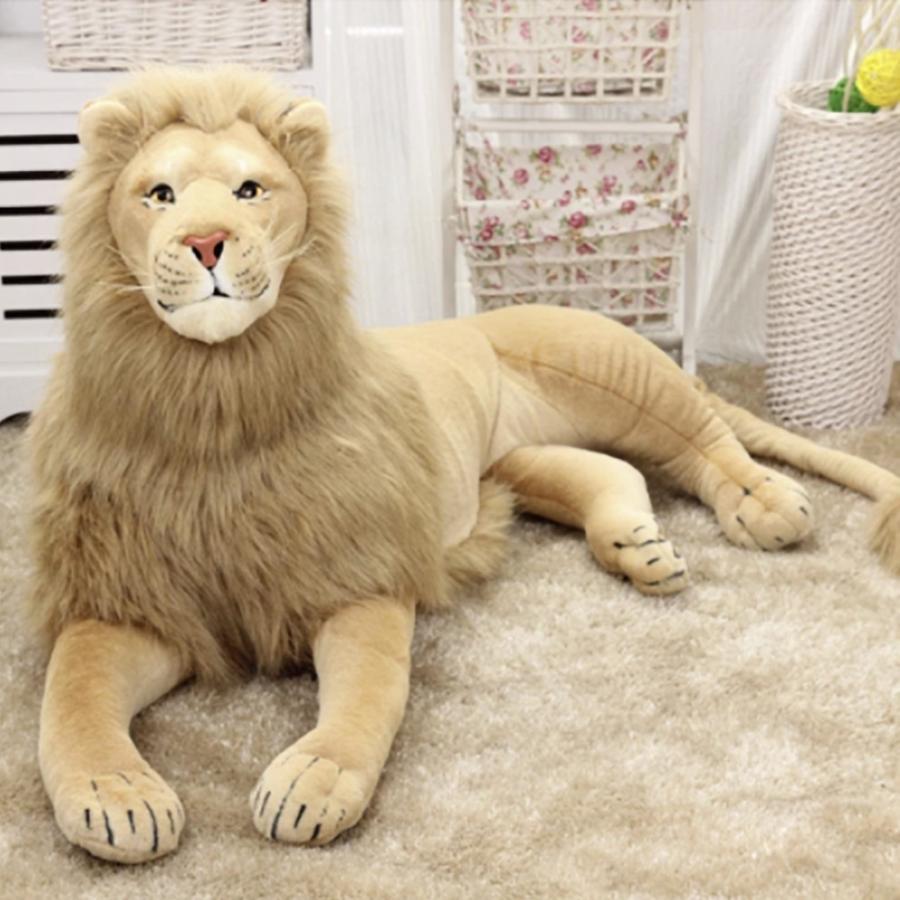 ライオン 超特大サイズ ぬいぐるみ 全長100cm ぬいぐるみ ライオン クッション 特大 1.1m LION 百獣の王 抱き