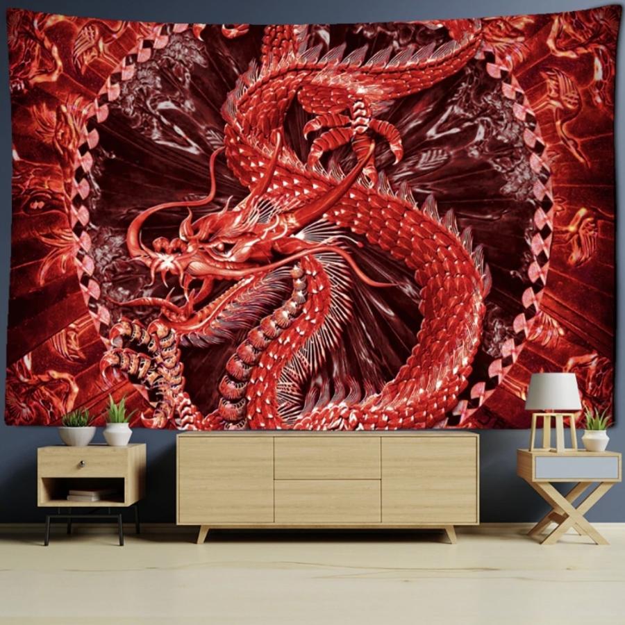 風水 タペストリー 紅龍 ドラゴン 150×100 竜 絵 ポスター 玄関 風水 タペストリー 紅龍 ドラゴン 150×100 竜 絵 ポスター 玄関
