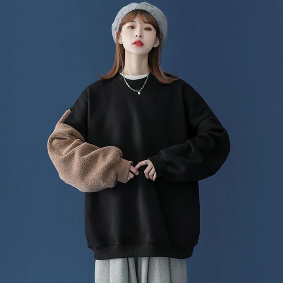 トレーナー 右手がクマ ブラック テディベア 韓国ファッション 黒 クマ