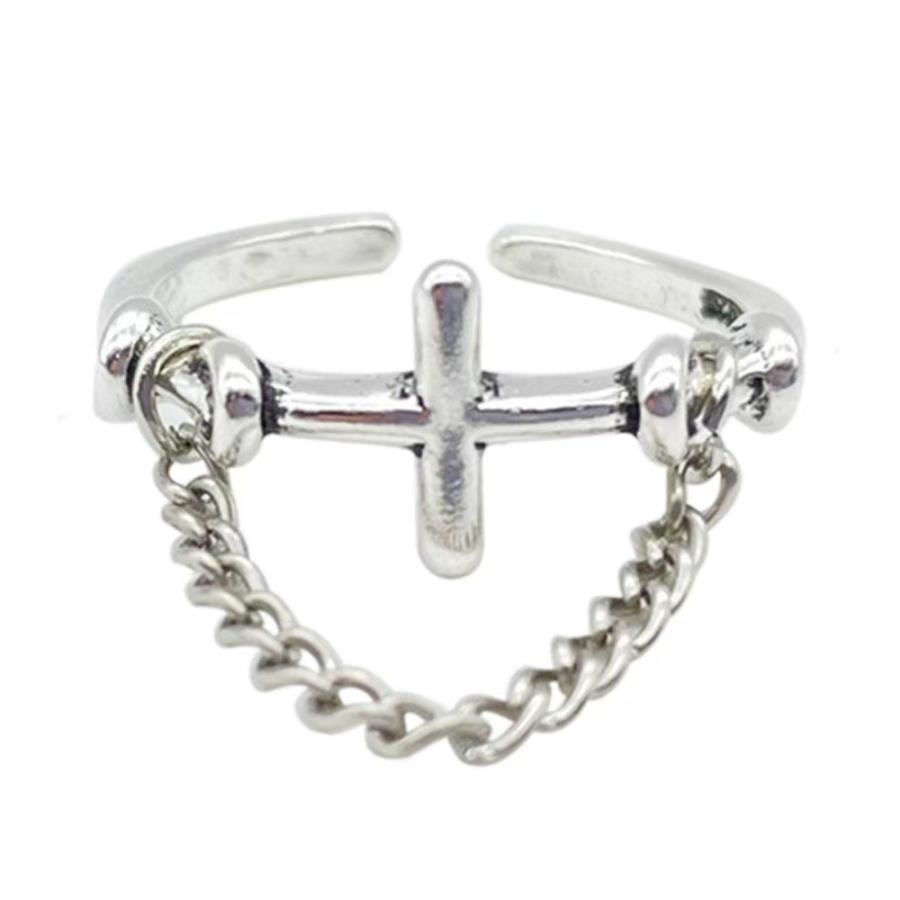 リング クロス チェーン ーVer2ー 十字架 指輪 アクセサリー ヒップ